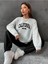 Unisex Siyah Gri Califronia Baskı Oversize Alt Üst Eşofman Takımı 1