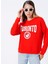 Bisiklet Yaka Baskılı Kırmızı Kadın Sweatshirt Neta 3