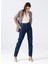 Yüksek Bel Normal Paça Mom Fit İndigo Kadın Denim Pantolon TERRA-2 1