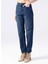 Orta Bel Straight Paça Havuç İndigo Kadın Denim Pantolon FERRO 3
