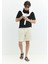 Rahat / Relaxed Fit Pensli Krem Erkek Şort 3