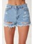 Yırtık Mini Denim Şort Açık Mavi LCR0085 5