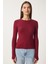 2' Li Paket Bisiklet Yaka Parmak Geçmeli Basic Örme Bluz Bordo Taş LCR0011 2