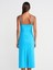 91479 Büzgülü Midi Elbise-Turkuaz 2