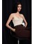Önü Büzgülü Askılı Bej Bodysuit 3