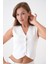Kadın Beyaz V Yaka Crop Triko Yelek 3
