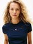 Tjw Slım Tj Us Lınear Ss Tee Kadın Mavi T-Shirt DW0DW21422C1G 4
