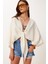 Bağlama Detaylı Crop Müslin Bluz Krem LMX0092 1