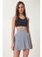 Içi Şortlu Örme Mini Tenis Etek Gri LDZ0036 1