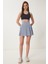 Içi Şortlu Örme Mini Tenis Etek Gri LDZ0036 2