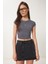 Basic Crop Örme Bluz Füme LFW0005 1