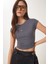 Basic Crop Örme Bluz Füme LFW0005 2