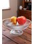 Royal Ayaklı Yaldız Detaylı Cam Salata Meyve Kasesi Sunum Tabağı 24 cm 2