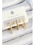 Pirinç Zirkon Taşlı Yıldız Model Gold Renk 3'lü Çift Kadın Küpe Set 1