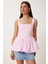 Askılı Balon Etekli Poplin Bluz Şeker Pembe LPX0002 2