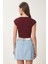 Basic Crop Örme Bluz Bordo LFW0005 5