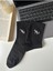 Siyah Dinazor Trex ve Beyaz Yalnız Penguen Nakışlı Yazlık Kışlık Unisex 2 Çift Soket Çorap Seti 5