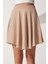 Pileli Kloş Mini Örme Etek Bej LDD0021 5
