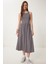 Halter Yaka Basic Yazlık Örme Elbise Gri LCR0053 1