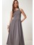 Halter Yaka Basic Yazlık Örme Elbise Gri LCR0053 2