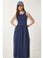 Halter Yaka Basic Yazlık Örme Elbise Lacivert LCR0053 2