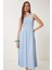 Halter Yaka Basic Yazlık Örme Elbise Gök Mavi LCR0053 3