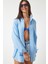 Oversize Basic Müslin Gömlek Gök Mavi LMX0002 3