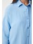 Oversize Basic Müslin Gömlek Gök Mavi LMX0002 5