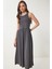Halter Yaka Basic Yazlık Örme Elbise Antrasit LCR0053 3