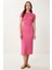 Cut Out Detaylı Esnek Saran Örme Elbise Pembe LCR0080 2