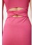 Cut Out Detaylı Esnek Saran Örme Elbise Pembe LCR0080 3