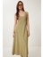 Kolsuz Basic Yazlık Örme Elbise Haki LCR0057 3