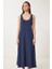 Kolsuz Basic Yazlık Örme Elbise Lacivert LCR0057 5