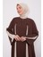 Kahve Şerit Kesim Detaylı Ferace 3