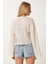 Çizgili Bağlama Detaylı Örme Bluz Krem LRG0020 5