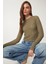 Dantelli Esnek Örme Bluz Haki LCR0054 1