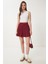 Pileli Mini Dokuma Etek Bordo LNS0022 1