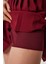 Pileli Mini Dokuma Etek Bordo LNS0022 5