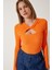 Cut Out Detaylı Fitilli Örme Bluz Oranj LSF0001 4