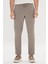 Slim Fit Dar Kesim Gofre Desenli Esnek Beli Bağlamalı Pantolon 1