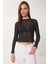 Dantelli Esnek Örme Bluz Siyah LCR0054 4