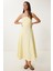 Straplez Midi Popin Elbise Sarı LFK0009 1