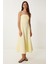 Straplez Midi Popin Elbise Sarı LFK0009 3
