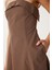 Straplez Midi Popin Elbise Kahverengi LFK0009 5