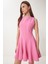 Uçuşan Etkili Mini Dokuma Elbise Pembe LFK0004 3