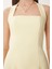 Halter Yaka Midi Dokuma Elbise Sarı LFK0005 5