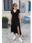 Kadın Kısa Kollu V Yaka Maxi Boy Elbise 124 cm 9