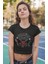 Hellfire Club Baskılı Crop Top, Kadın Hellfire Yazılı Crop Bluz 2