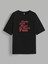 Baskılı Oversize T-Shirt - Siyah 4