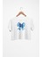 Mavi Kurdele Baskılı Crop Top, Kadın Blue Ribbon Baskılı Crop Bluz 1